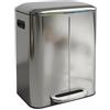 Relaxdays Cestino rifiuti 2 Scomparti 2x20l, Estraibili, softclose, Pedale, Acciaio Inossidabile, Argento 60x44.5x41 cm