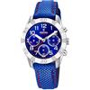 Festina Orologio Bambino Analogico Cinturino in Pelle Blu - Quarzo Cronografo - Vetro minerale alta resistenza - Impermeabile 5 ATM - Classico F20346/2 - Junior Collection