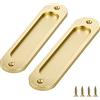 Sicheii Confezione da 2 Maniglie per Porte Scorrevoli da Fienile, 15 cm, Maniglia per Porta Scorrevole, per Porta da Incasso, Stile Rustico, ad Angolo Rotondo, per Armadi, Cassetti, Armadi (Oro)
