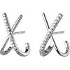 Reffeer Orecchini in argento sterling 925 massiccio, con lettera X, per donne, ragazze, orecchini CZ X, 18 Millimeter, Argento sterling, Zirconia cubica