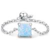 IMINI Anello a forma di cuore opale per donne e ragazze in argento sterling 925 regolabile con cuore d'amore, anelli di promessa di fidanzamento pendenti, catena a maglie gioielli regalo, une taille