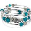 Bulinlin Bracciale avvolgente da donna in pietra di agata naturale con perle multistrato, catena in argento, gioiello alla moda, regalo per San Valentino, Einheitsgröße, Metallo Argento Rame