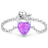IMINI Anello a forma di cuore opale per donne e ragazze in argento sterling 925 regolabile con cuore d'amore, anelli di promessa di fidanzamento pendenti, catena a maglie gioielli regalo, Metallo