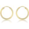Carissima Orecchini a cerchio senza fine 12,5 mm con righe diamantate da donna in oro giallo 9 ct