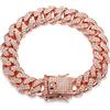 HALUKAKAH Bracciali Uomo Oro,Catenina Cubano Miami 14mm Iced out con Diamante,Placcato Oro Rosa Bracciale,Oro,22cm,con Pacco Regalo 0