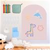 EUNEWR Lavagna magnetica per bambini, autoadesiva, a forma di arco, 80 x 100 cm, con 6 gessetti solubili in acqua e 1 panno per la pulizia (rosa)