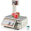 Bonvoisin 30kg Bilancia per Stampa Etichette con Codice a Barre | Display a Palo, 71 Tasti, 4000 PLU, Doppio Display LCD, KG/LB, Connessioni Multiple, 2 Rotoli Carta Inclusi