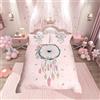 Homemissing Set di biancheria da letto per bambini con acchiappasogni, stile bohémien, per ragazzi e ragazze, rosa, con copripiumino acchiappasogni e piume, traspirante, per letto matrimoniale