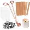 MXTIMWAN 60 Pezzi Stoppini per Candele in Legno, 60 Supporti in Ferro, 13 x 130 mm Stoppini Candela Naturale per Candele Fai Da Te