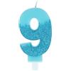 mciskin Candele per 9° Compleanno, Numero 9 Blu, Decorazioni per Torte Congelate, Topper Glitterato per Ragazze e Ragazzi, Festa