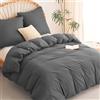 WAVVE Sacco Copripiumino Una Piazza e Mezza 200x200 cm - Set Copripiumino con Federa 80x80 cm, Copripiumone in Microfibra Traspirante, Grigio