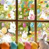 BINJCE 130 Pezzi Adesivi Decorativi pasqua, 9 Fogli, Conigli, Pollo, Farfalla, Carota, Fiore, Uovo di Pasqua, Adesivi Fai Da Te Adesivo Pasquale per Bambini per Finestra