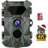 Coolifepro Telecamera per animali selvatici, 4 K, telecamera per animali selvatici, 48 MP, con sensore di movimento per visione notturna, campo di rilevamento di 35 m, IP66, impermeabile e scheda SD