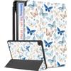 Wazzasoft Custodia a libro per Samsung Galaxy Tab A9 Plus - donne ragazze adolescenti bambini carino custodia a libro girly blu farfalla design unico portamatite auto sleep&wake per Samsung A9+/A9