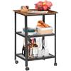 H JINHUI Carrello da cucina a 3 ripiani, 77 x 50 x 40 cm, carrello da cucina con 4 ruote, ripiani da cucina industriali, carrello portaoggetti in rete metallica, organizer per cucina, soggiorno