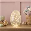 Lights4fun Uovo di Pasqua in Vetro Craquelé da 21 cm con 50 LED a Luce Calda a Batteria con Timer Decorazione da Tavola per Interni