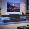 Bestier Mobile TV per TV da 65 pollici,moderno mobile TV laccato lucido,centro di intrattenimento a LED con ampio cassetto,consolle TV per soggiorno e camera da letto(nero)