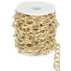 QUARKZMAN 5m Catena a Maglie in Alluminio, Catena a Maglie Cavo Ovale in Rilievo Placcata in Rotoli per Creazione di Artigianato Fai da Te, 20x11x2,6mm, Oro