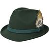 Melegari Cappello Trilby Tirolese Brixen | cordone Tirolese Tradizionale e Piume | Cappello Popolare da Montagna | Alpino | Uomo Donna | Estate/Inverno (61, Verde)