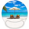 AOKSUNOVA Tappetino Mouse Ergonomico con Poggiapolsi Mouse Pad Spiaggia | Mouse pad ergonomico con poggiapolsi in gel, superficie Lycra liscia e base antiscivolo per lavoro, studio e gaming