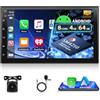 Motorsi 8-Core 4+64G Autoradio 2 Din Carplay Radio, Bluetooth Android Auto Stereo con 7 HD Schermo, GPS Navi, 5G WiFi, SWC, FM/RDS, DSP, MirrorLink, USB + Backup Telecamera