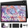 LEVIRTU Tablet 10 Pollici Android 15, 36GB+128GB(1TB TF), 8000mAh,1280 * 800 IPS, 8MP/5G WiFi/BT5.0, Widevine L1,Tablets in offerta con Tastiera,Mouse, Nero