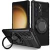 XKchatpt Custodia per Telefono con Supporto ad Anello Magnetico Girevole a 360° per Samsung Galaxy S23 Ultra, Protezione Antiurto Regolabile, Nero