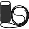 Ququcheng Cover Compatible con iPhone 17 Air(6.5),Cellulare Girocollo Custodia con Cordino TPU corda Silicone Case Bumper per iPhone 17 Air(6.5) Custodia-Nero
