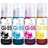 Miss Deer GI-55 Inchiostro per Canon GI-55BK GI-55C GI-55M GI-55Y Multipack Flacone di Inchiostro Compatible con Canon maxify GX1050 GX2050(1BK/1C/1M/1Y)