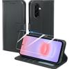 Pollachi Cover per Samsung Galaxy A37 5G Custodia Protettiva in Pelle[3 Scomparti]con 1 Vetro Temperato Similpelle Cover Pieghevole con Portafoglio Porta Carte-Nero