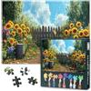 TISHIRON Puzzle da 1000 pezzi, per adulti, sentiero del giardino, 1000 pezzi, per adulti, girasoli, fiori selvatici, recinzione in legno, gioco di abilità per tutta la famiglia, dimensioni finite 50 x 70 cm