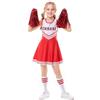 JiAmy Costume da cheerleader per ragazze, uniforme scolastica con pompon e calzini, vestito per Halloween, 4-12 anni