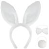 CHONGQILAO Cerchietto Orecchie Coniglio Peluche, Fascia Capelli Orecchie da Coniglio Peluche, Coda Coniglietta Papillon Pasqua, Accessori per Costume da Coniglietto per Pasqua, Carnevale, Compleanno, Cosplay