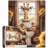 Tucocoo Simpatica giraffa girasoli puzzle 1000 pezzi, seduto sul water, lettura giornale, puzzle artistico per adulti stile fattoria artigianato fai da te puzzle per la decorazione della casa, regali
