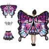 HAGOT Butterfly Wings Kids Cape, Costume da Farfalla per Bambini, Ali da Fata Farfalla, Ali da Fata,Fasce e Adesivi, Adatto per Halloween Party Dress up