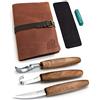 BeaverCraft Kit Deluxe Intaglio Cucchiai S14x - Set Whittling per Legno con Coltello Sloyd, Coltello a Uncino, Sgorbia, Custodia Rotolabile in Pelle e Cinturino con Pasta Lucidante