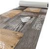 ANRO Tappeto da cucina, passatoia, lavabile, motivo legno con cuore e amore, marrone, 160 x 50 cm