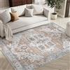 TOPICK Tappeto colorato, 120 x 180 cm, antiscivolo, lavabile, grande, per soggiorno, corridoio, stampa floreale orientale, per camera da letto, cucina, bagno, sala da pranzo, arancione/blu