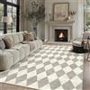 PureCozy Tappeto Salotto 200x300cm Grigio Lavabile in Lavatrice Antiscivolo Camera da Letto Grande Tappeti Moderno Geometric Rombo Carpet Soggiorno Cameretta Ufficio Pelo Corto Rug