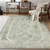 GENIMO - Tappeto Eco Vintage 120x170cm - Antiscivolo, Lavabile, Pelo Corto - Per Ingresso, Lato Letto, Zona Relax - Verde Naturale