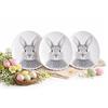 KAMACA Set di 3 piatti pasquali in metallo - piatti decorativi a forma di uovo - 24 x 18 cm con motivo coniglietto per dolci e uova di Pasqua