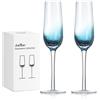 Joeyan Bicchieri Calice Flute Champagne Vetro | Set di 2 | 200 ML | Fatto a Mano Calici da Spumante | Collezione Crepe di Ghiaccio Blu | Ideale per Casa Ristorante Feste e Ricevimenti Matrimonio Regali