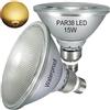 luckmax Riflettore in vetro PAR38 Lampadine LED,15W,bianco caldo,illuminazione per interni/esterni,impermeabile,120W-150W Lampada alogena di ricambio,LED lampadina E27