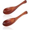 HERCHR 2pcs piccoli cucchiai da minestra, cucchiai di legno cucchiai da minestra cinese manico corto cucchiaio da tavola per la cucina di casa