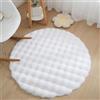 KRIPINC Tappeto Rotondo di Pelle di Pecora in Finta, Tappeto Pelo Lungo, Tappeti Pelosi, Tappeti Rotondi per Salotto, Cameretta, Scendiletto, Diametro 100cm, Bianco