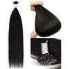 YANTAISIYU Nano Ring Estensioni dei Capelli Nano Loop Tip 50g Capelli Umani Extension (45cm #1B nero naturale)