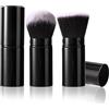 Gosknor 2 Pezzi Set di Pennelli per Trucco, Pennello da Trucco Retrattile Pennello Portatile per Fondotinta in Polvere Pennello per Protezione Solare Capelli Neri e Bianchi (Testa Piatta + Testa Rotonda)