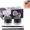 Hppsctink Set eyeliner e gel per sopracciglia, Eyeliner doppio tono e gel per sopracciglia in un unico prodotto, Waterproof e a lunga tenuta, Nero e marrone, eye cream