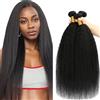 Jucames Extension Capelli Veri Umani Yaki Human Hair Bundles Tessitura 100% Unprocessed Virgin Remy Brasiliano Double Weft Extensions Colore Nero Naturale for Woman 30 30 30 Inch