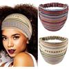 Fashband Fasce larghe in stile bohémien, stile vintage, a righe, elastiche, per yoga, accessori per capelli per donne e ragazze (confezione da 2)